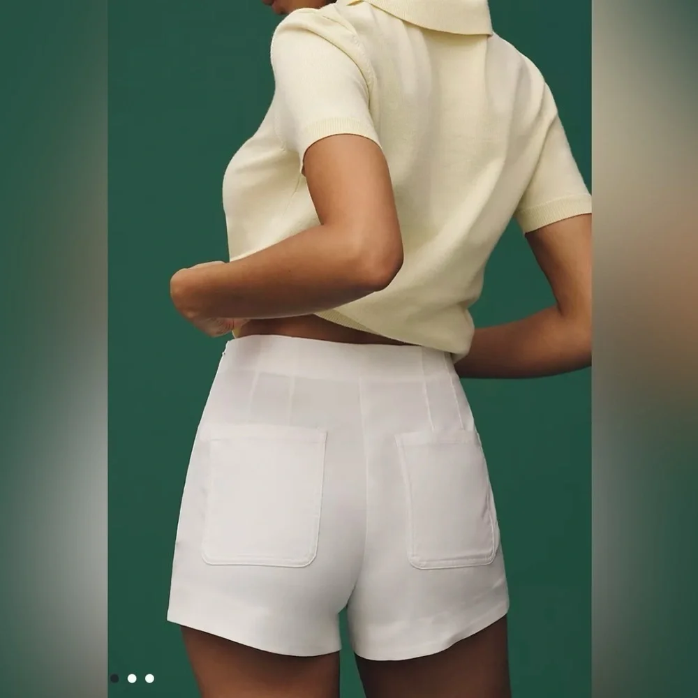 Anthropologie Maeve Scallop Button Shorts White Women's - Picture 4 of 8